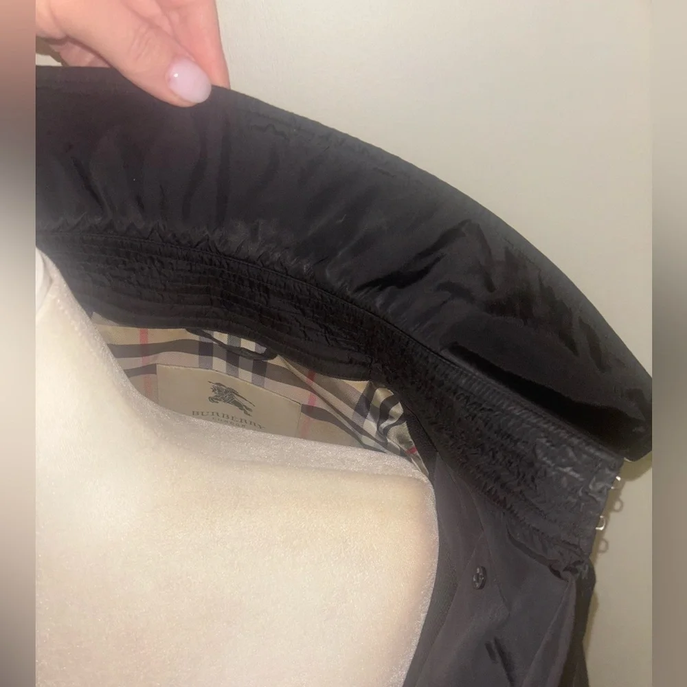 Burberry London Black Double-Breasted Women's Trench Coat 10 Black Missing Belt - Picture 12 of 16
